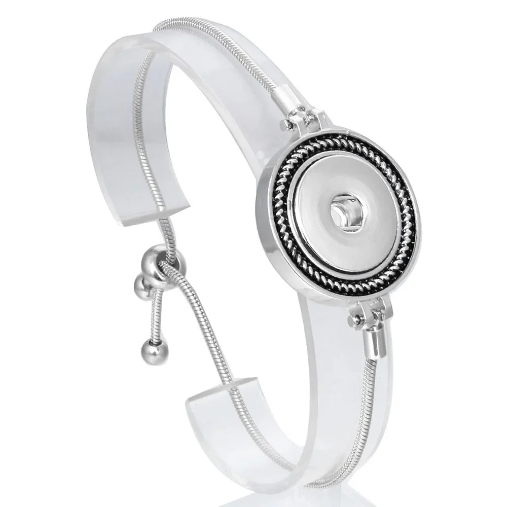 Snap Jewelry Adjustable Snap Buttons Bracelets 18mm Metal Button Charms Chain Bracelets For Women DIY Jewelry