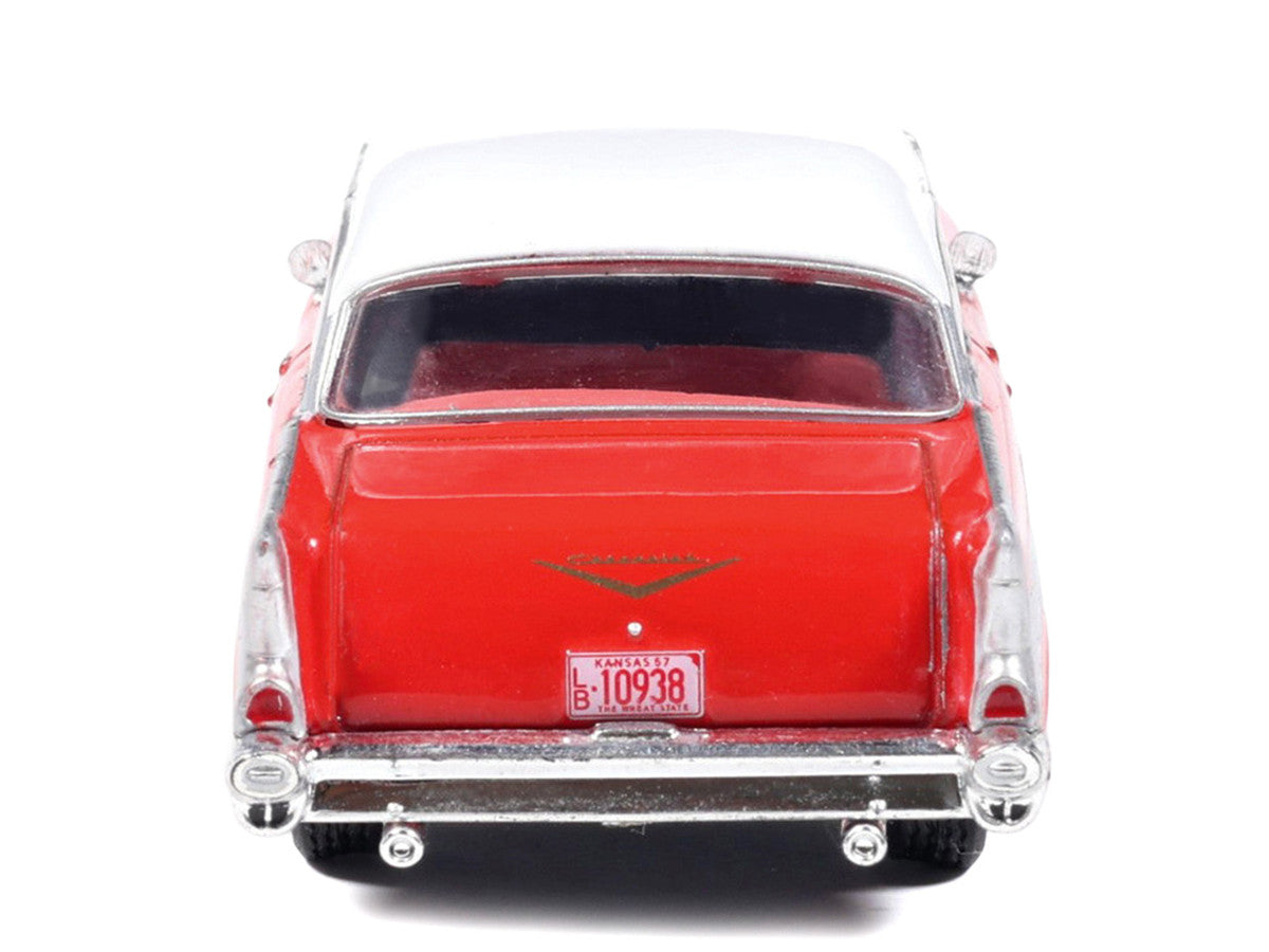 1957 Chevrolet Bel Air Red with White Top and Red Interior 1/64 Diecast Model by IXO Models