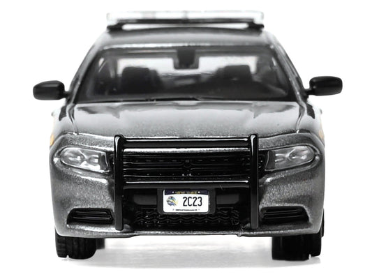 2023 Dodge Charger Pursuit "New York State Police" Gray Metallic with Yellow Stripes 1/64 Diecast Model by IXO Models