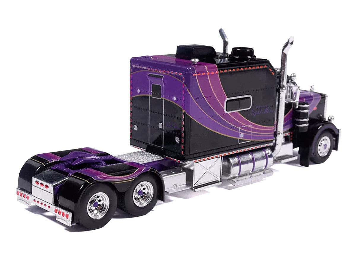 Peterbilt 379 Truck with Sleeper and Dry Goods Trailer "Night Moves" Black with Graphics "J1 Diecast" Series 1/64 Diecast Model by IXO Models