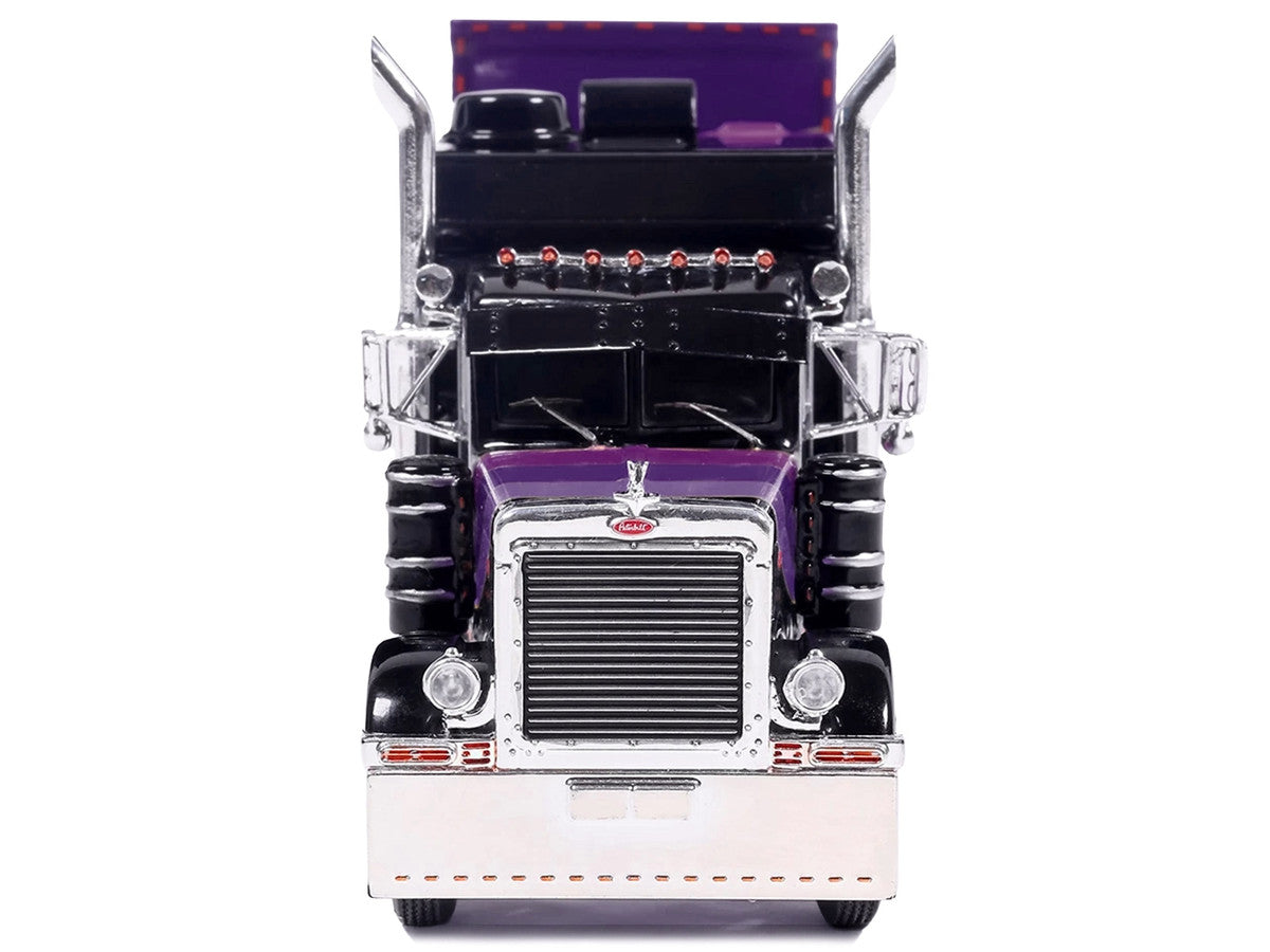 Peterbilt 379 Truck with Sleeper and Dry Goods Trailer "Night Moves" Black with Graphics "J1 Diecast" Series 1/64 Diecast Model by IXO Models