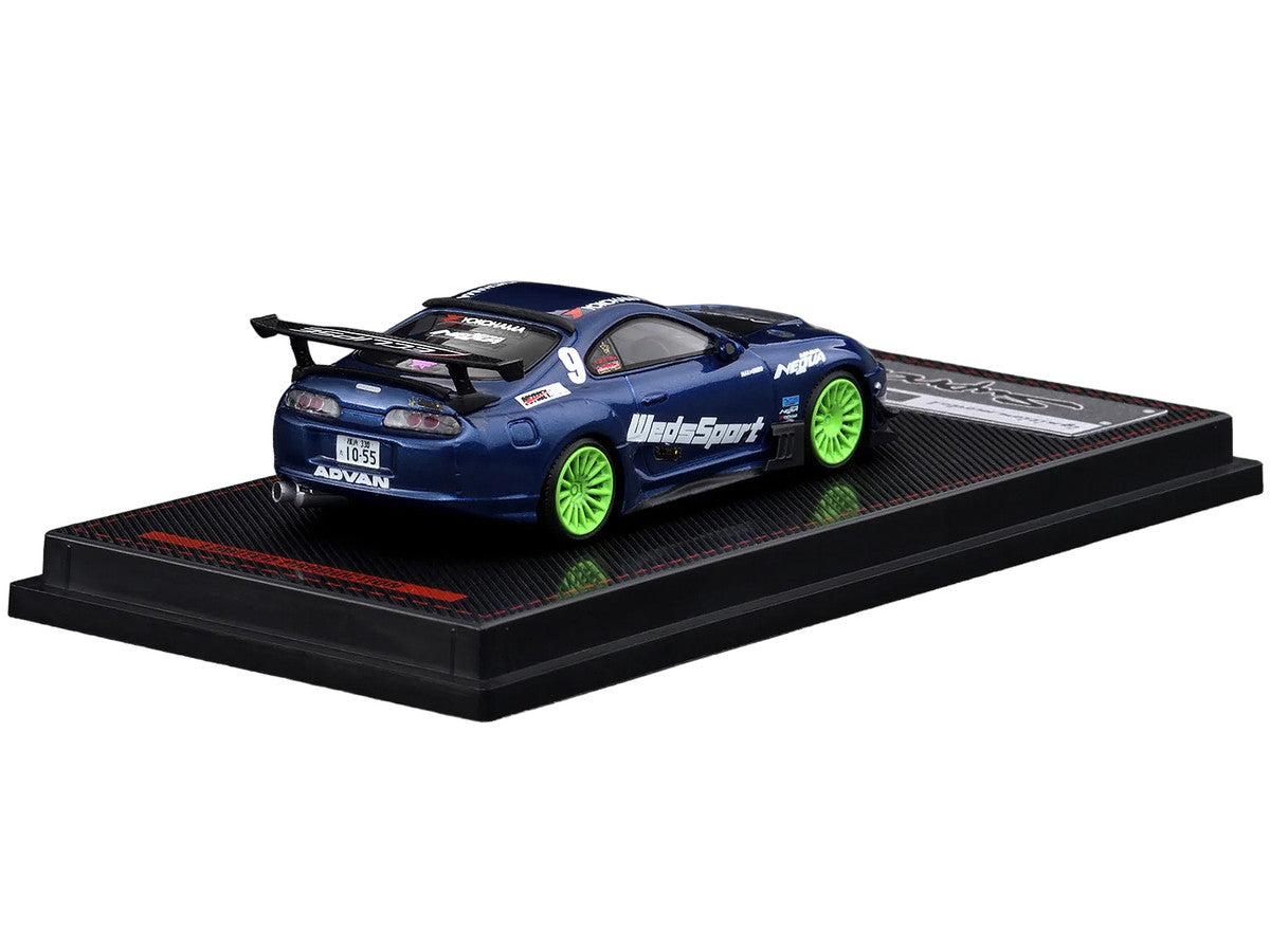 Toyota Supra (JZA80) RZ RHD (Right Hand Drive) #9 "WedsSport" Blue Metallic with Graphics 1/64 Diecast Model Car by Ignition Model