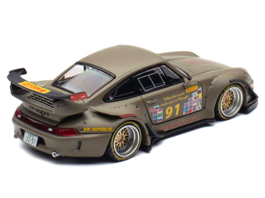 RWB 993 #91 Matt Green with Graphics 1/64 Diecast Model Car by Ignition Model