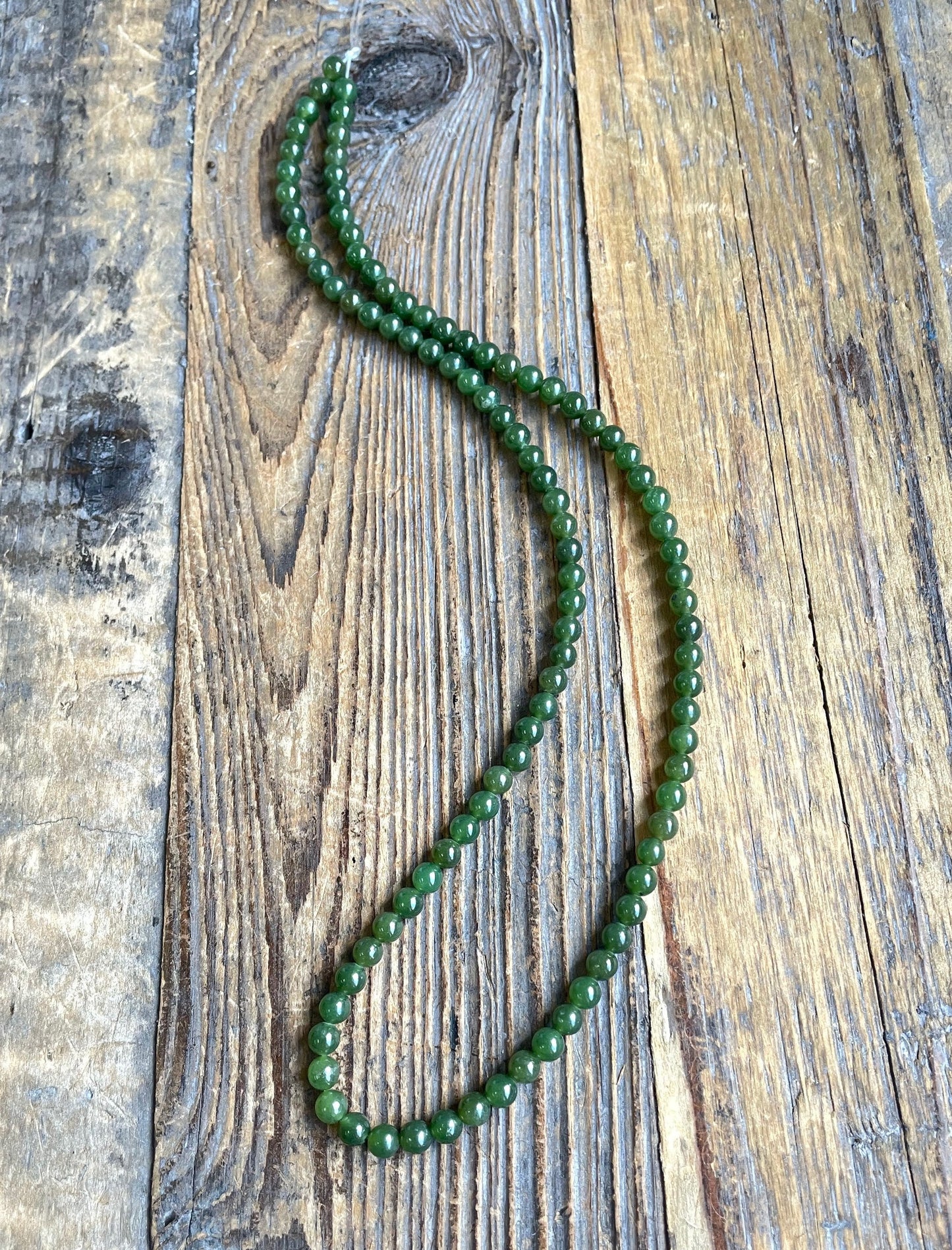 4mm Unstrung Nephrite Jade Beads, 16"