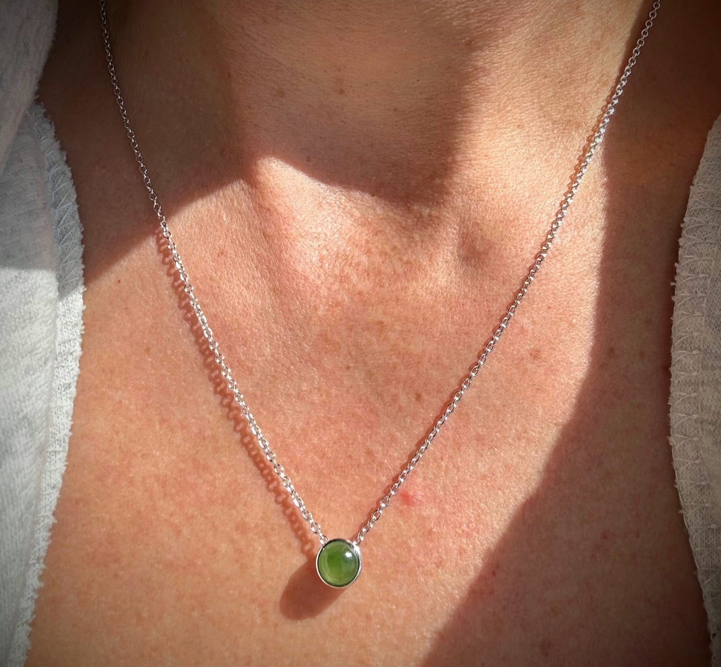 6mm Canadian Jade and Silver Pendant - 5826