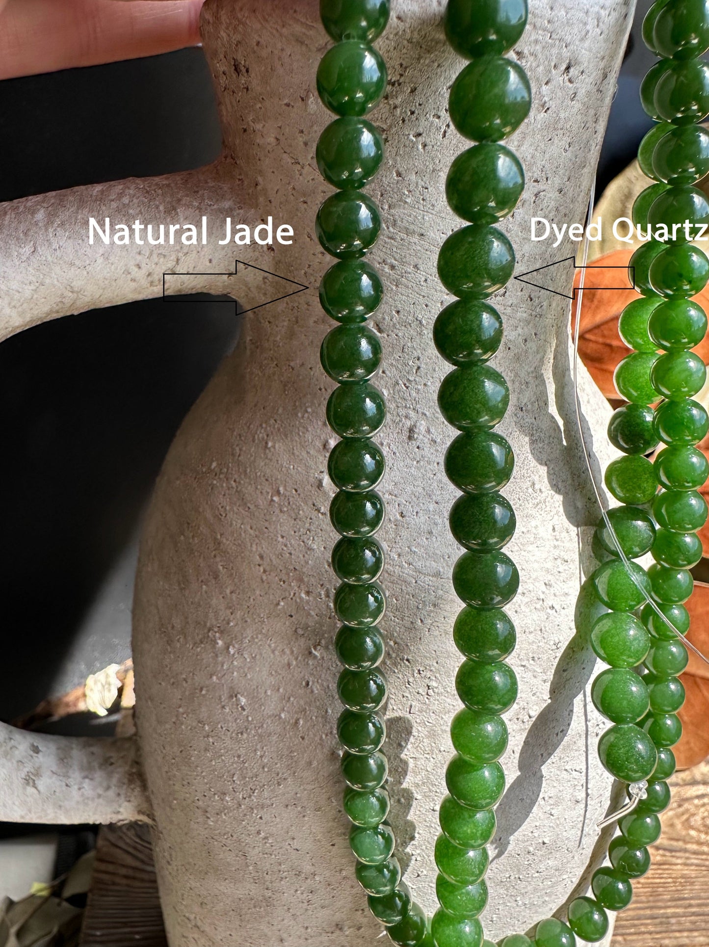 A Grade 7mm Nephrite Jade Beads, unstrung 16"