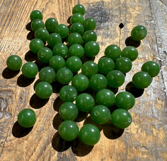 A+ Half Drilled 8mm Canadian Jade Beads