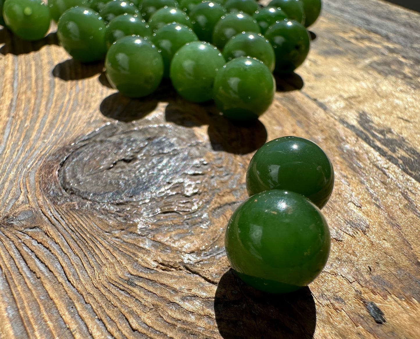 A+ Half Drilled 10mm Canadian Jade Beads