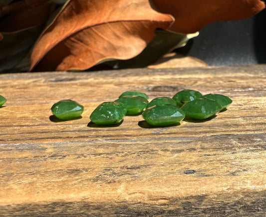A Grade Faceted Canadian Jade Bead, 11.5x13.5mm
