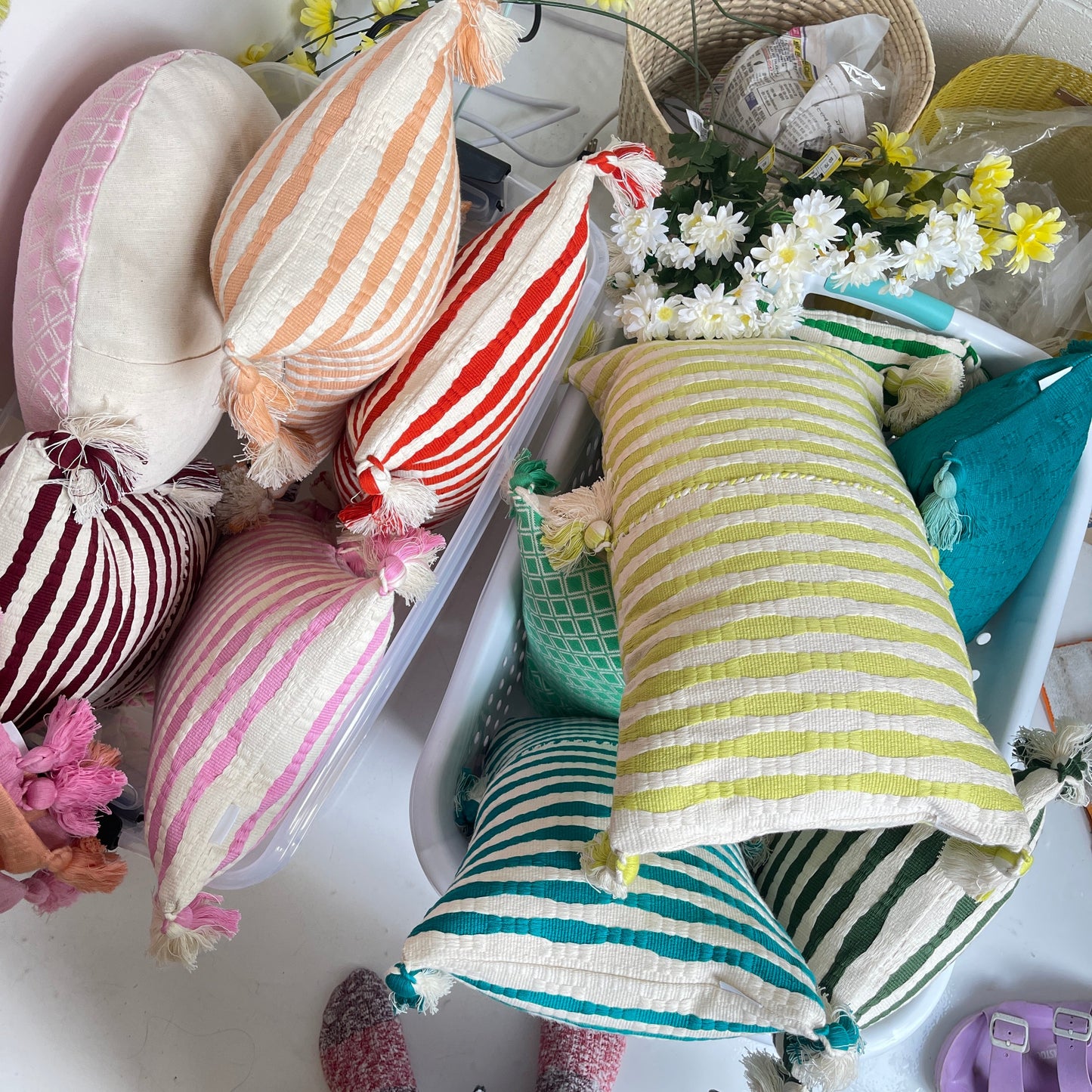 Antigua Pillow - Peach Stripe