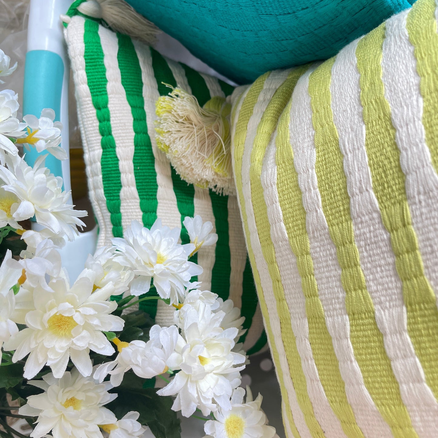 Antigua Pillow - Grass Green Stripe