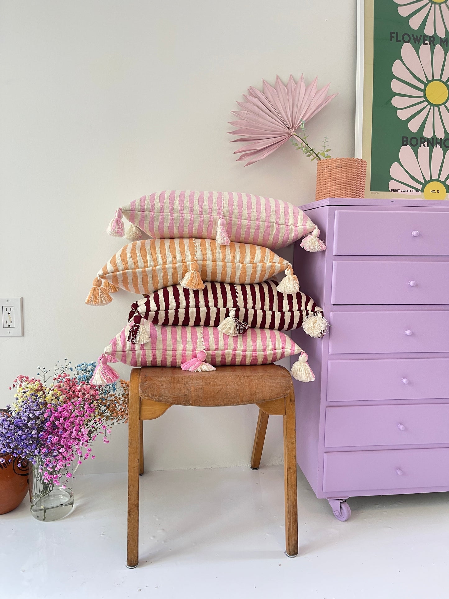 Antigua Pillow - Peach Stripe