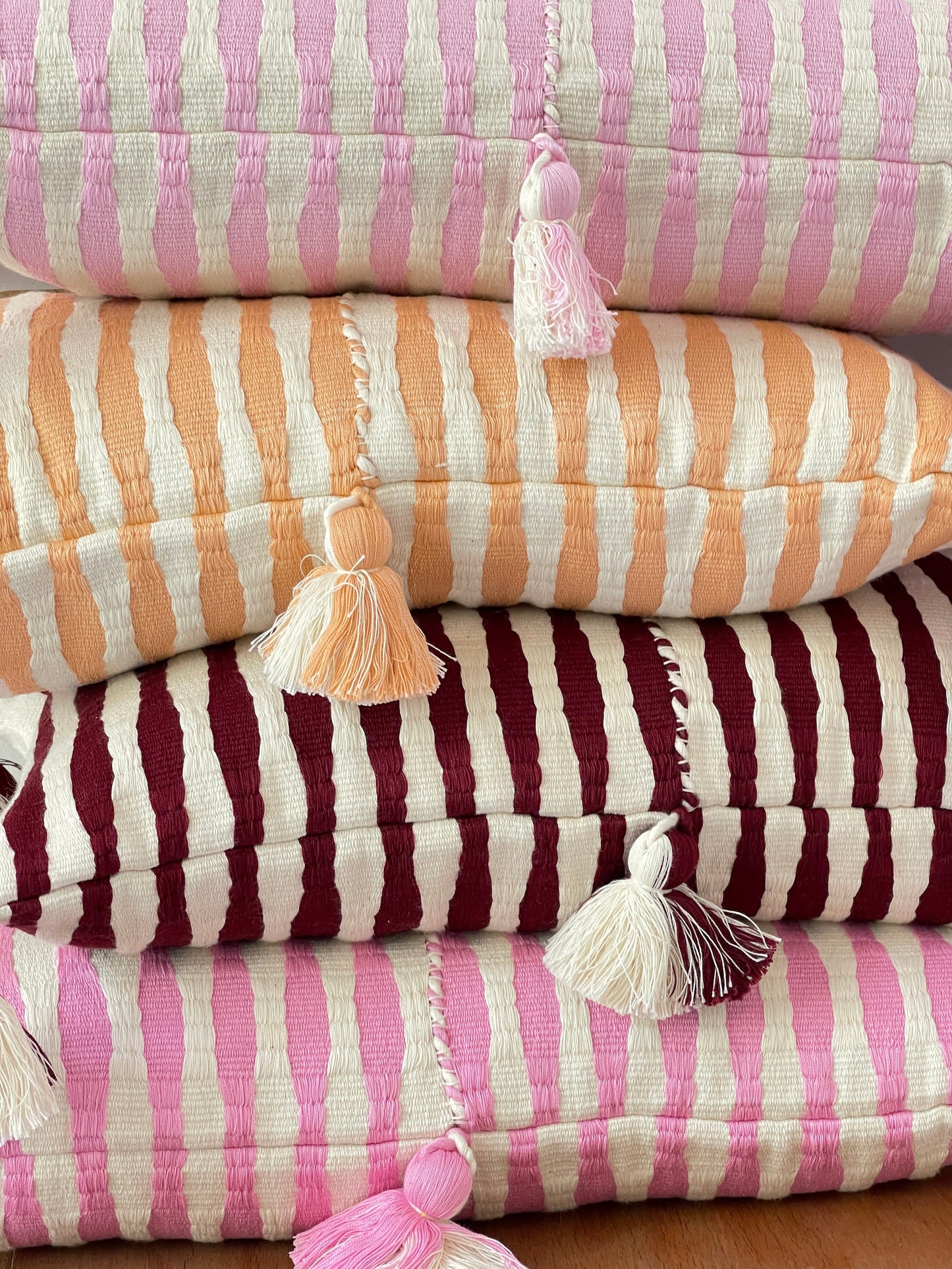 Antigua Pillow - Peach Stripe