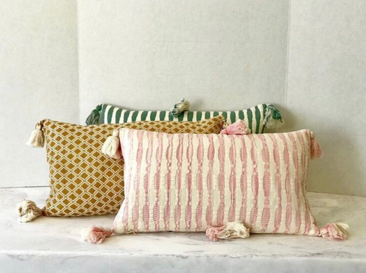 Antigua Pillow- Faded Pink Stripe