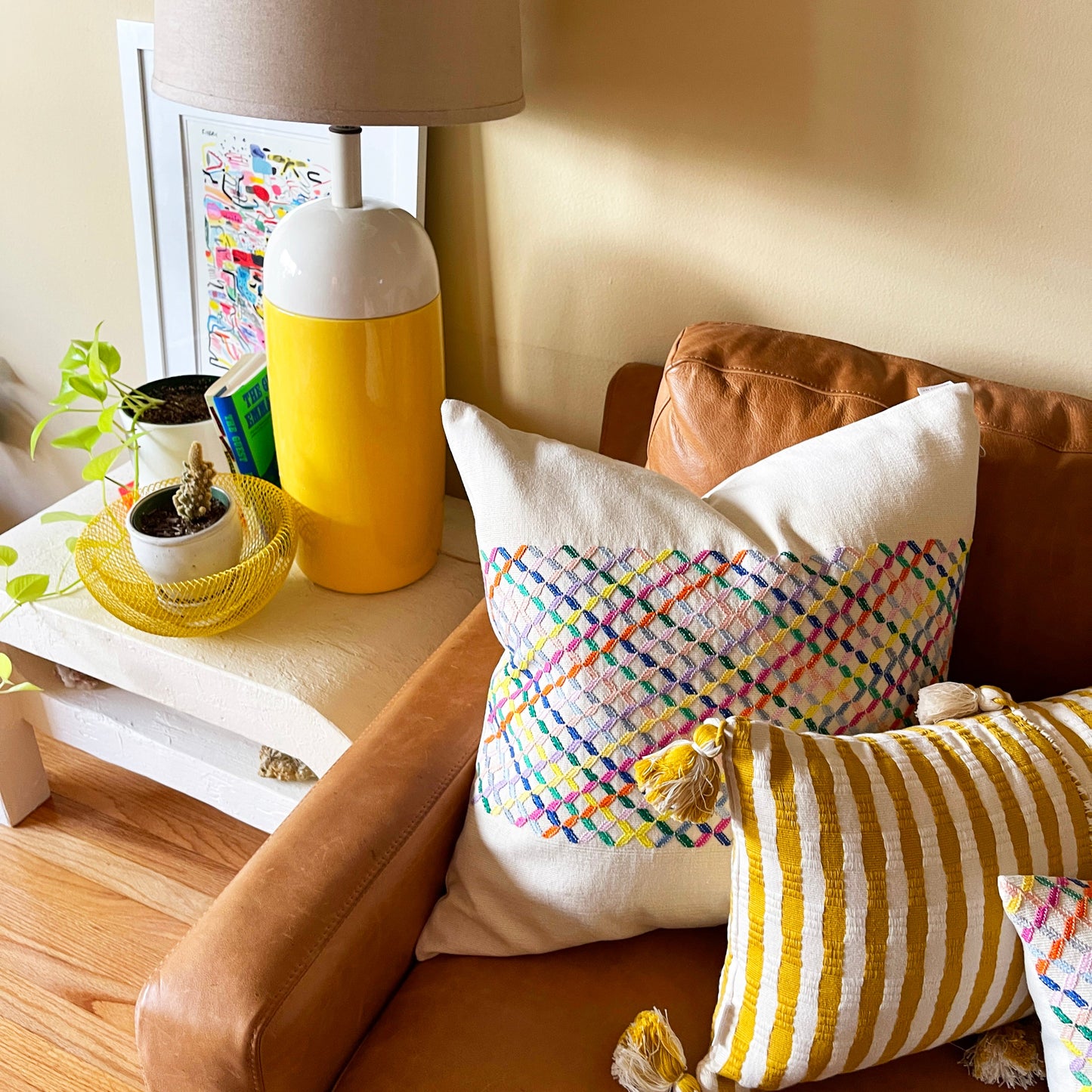Cotzal Paneled Square Pillow