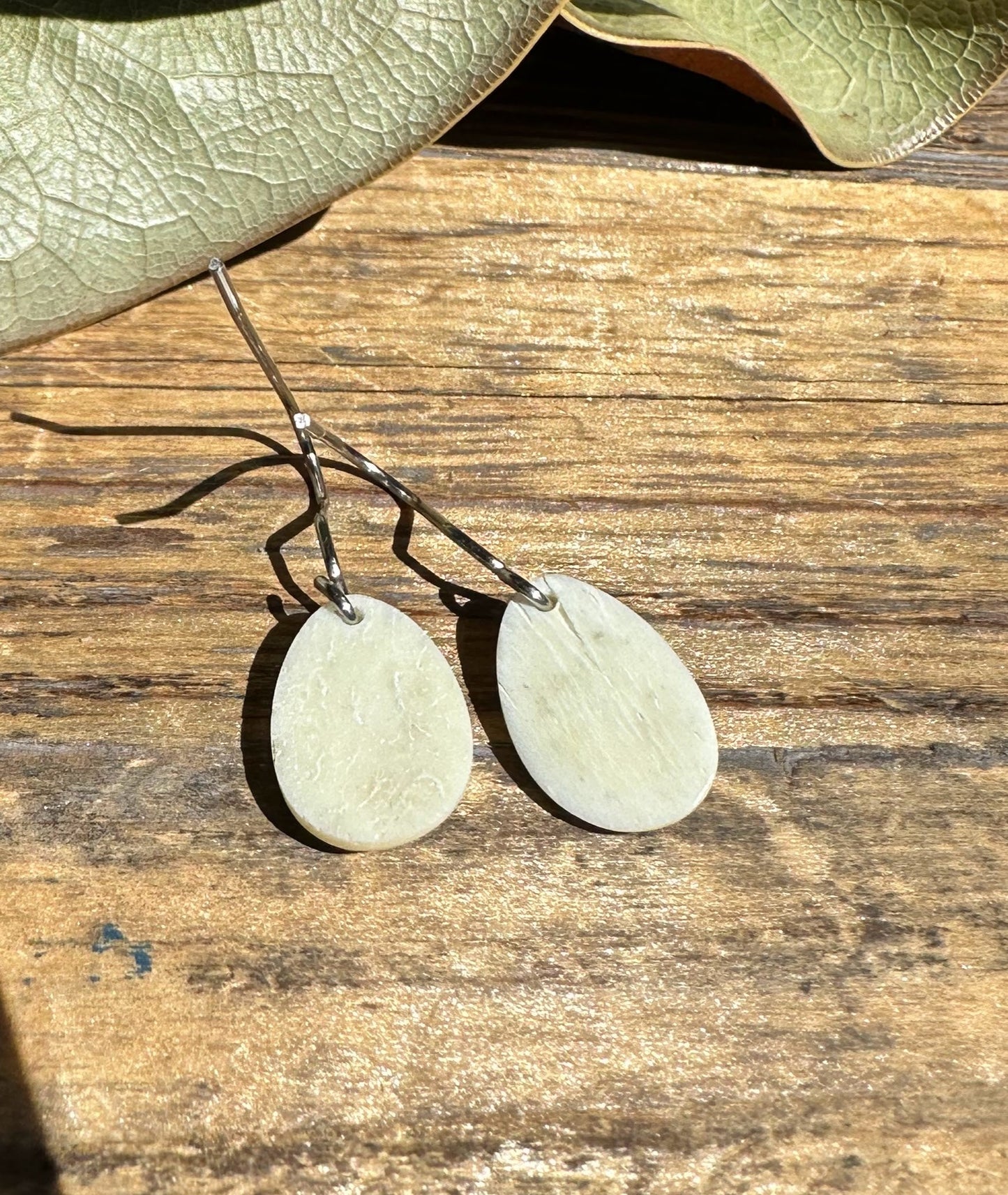 Earrings, Bear Paw Bone