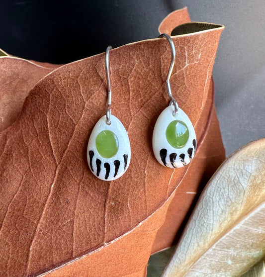 Earrings, Bear Paw Bone