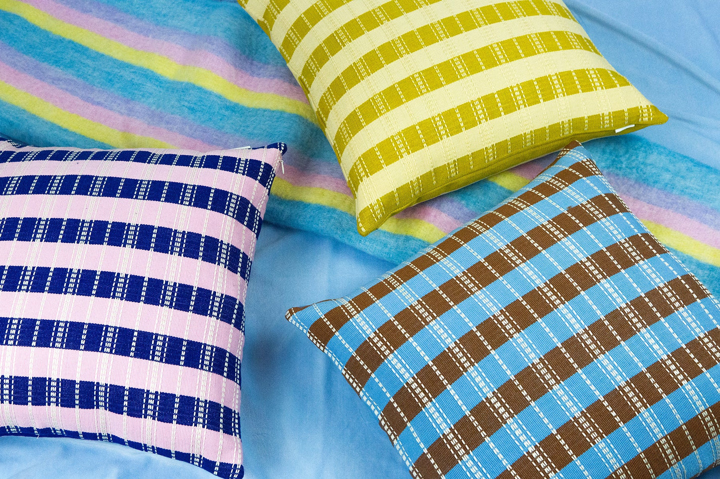 Santiago Grid Pillow - Butter