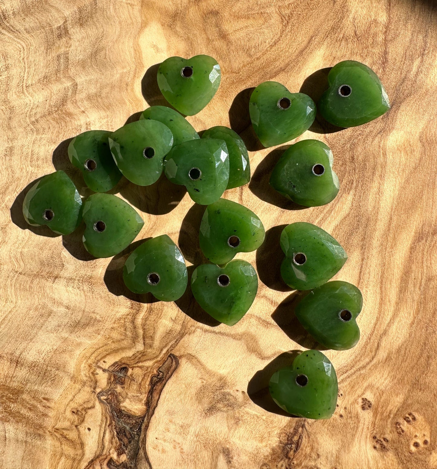 Faceted Canadian Jade Heart - 17mm