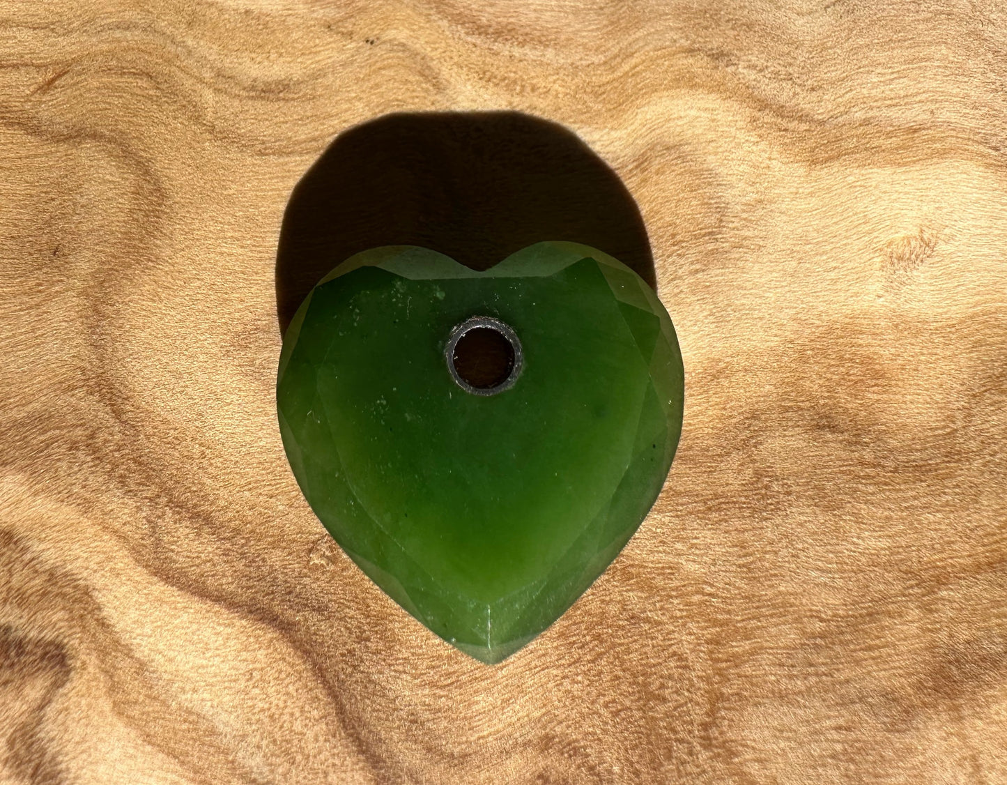 Faceted Canadian Jade Heart - 17mm