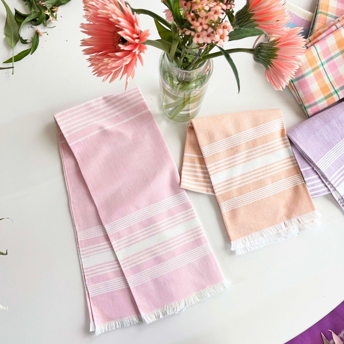 Pink Chambray Kitchen Towel