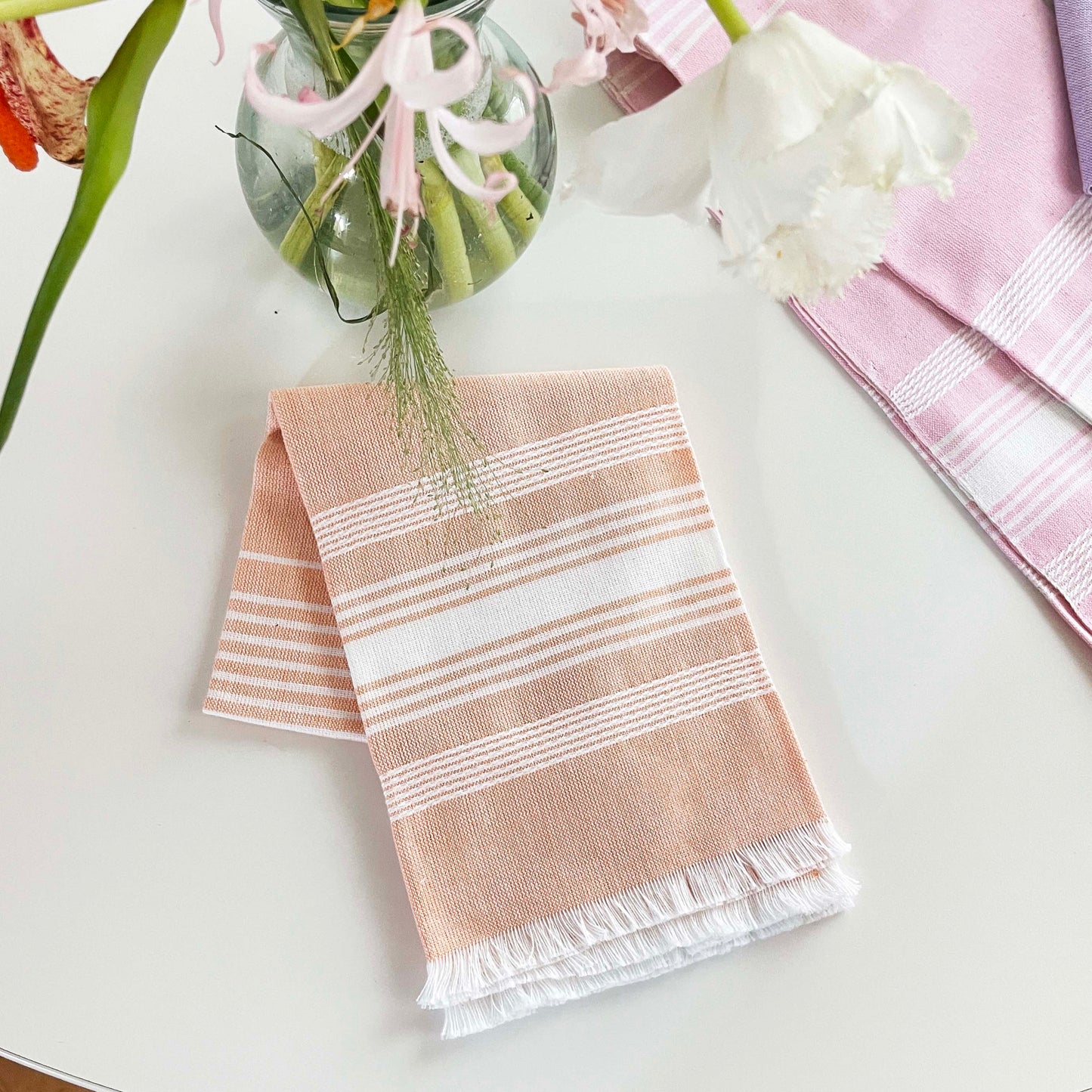 Peach Chambray Kitchen Towel