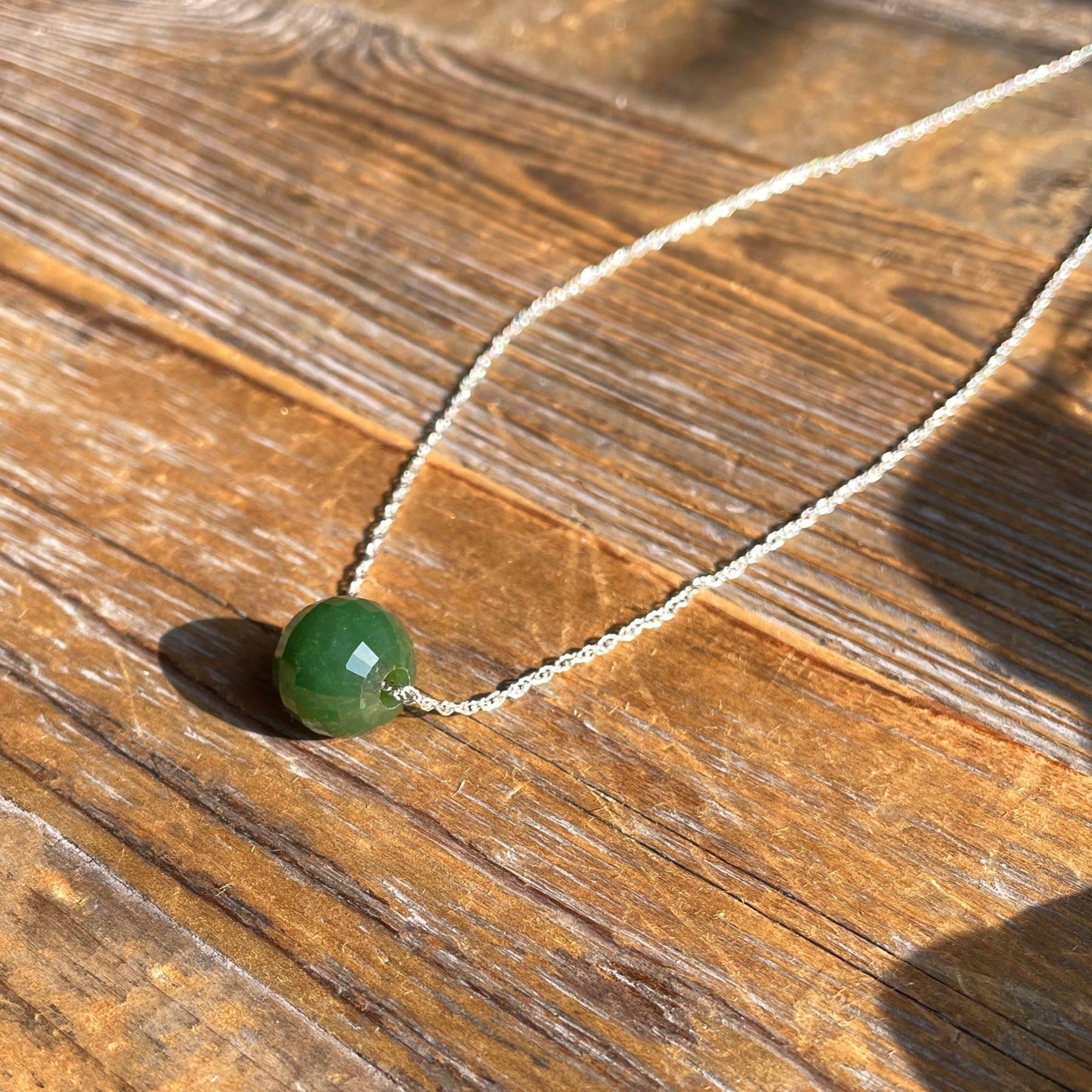 Faceted Jade Bead Pendant, 12mm