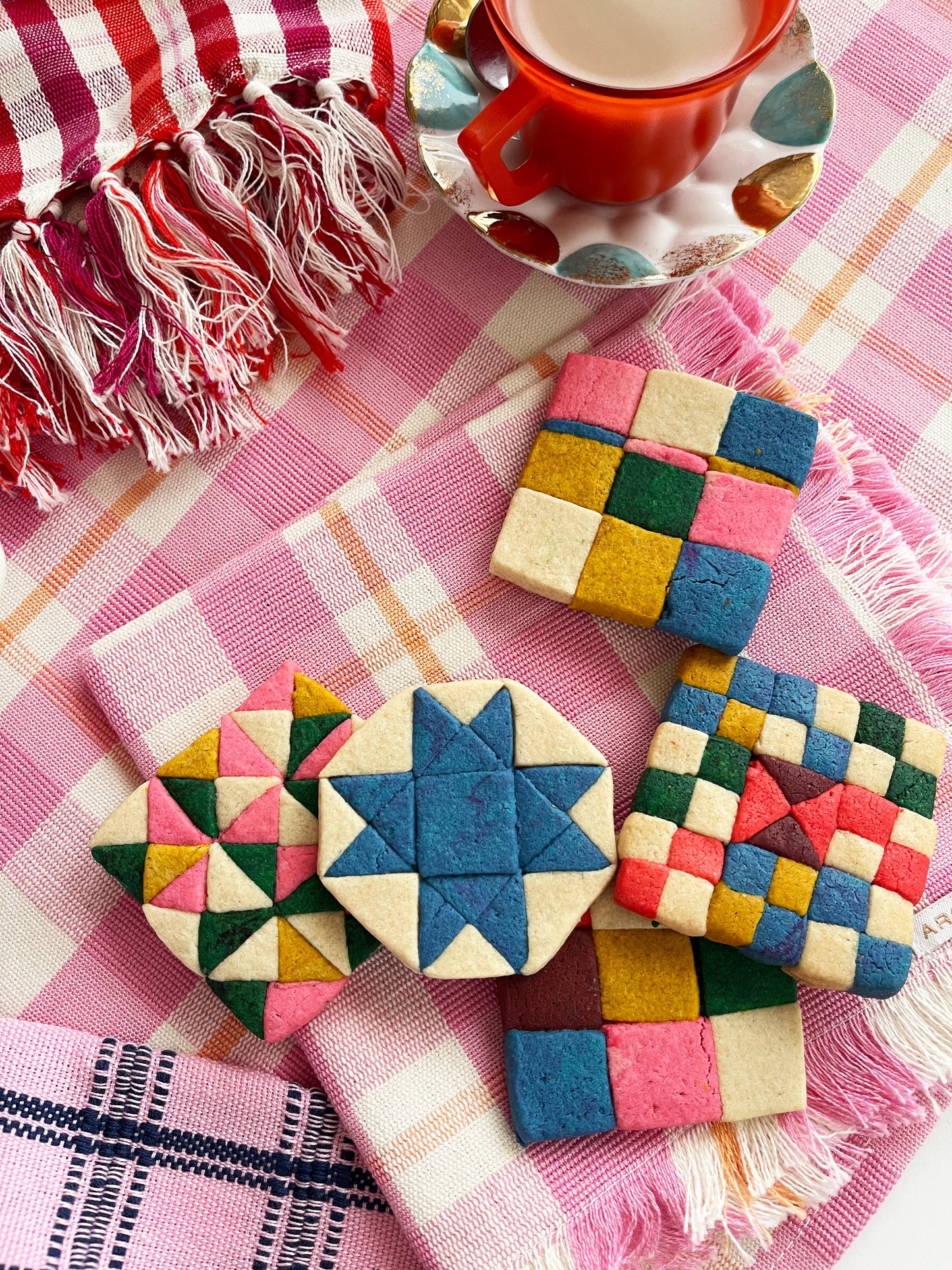 Abigail Plaid Party Napkin in Bubblegum and Peach