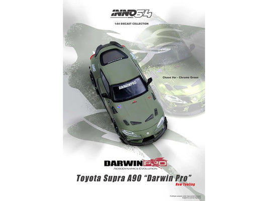 Toyota Supra (A90) "DarwinPro" Matt Green with Carbon Accents 1/64 Diecast Model Car by Inno Models