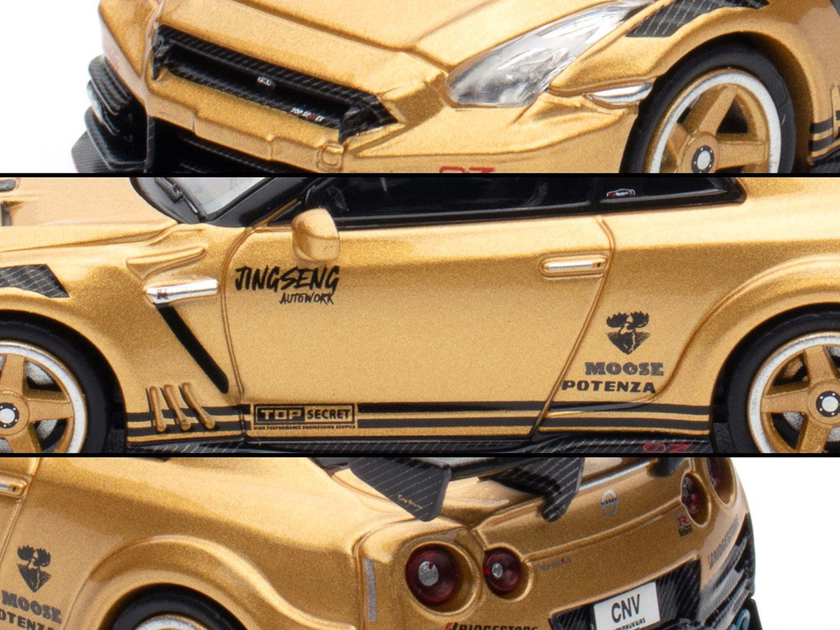 Nissan GT-R (R35) Top Secret Thailand RHD (Right Hand Drive) Gold Metallic "Thailand Diecast Expo 2025 Event Edition" 1/64 Diecast Model Car by Inno Models