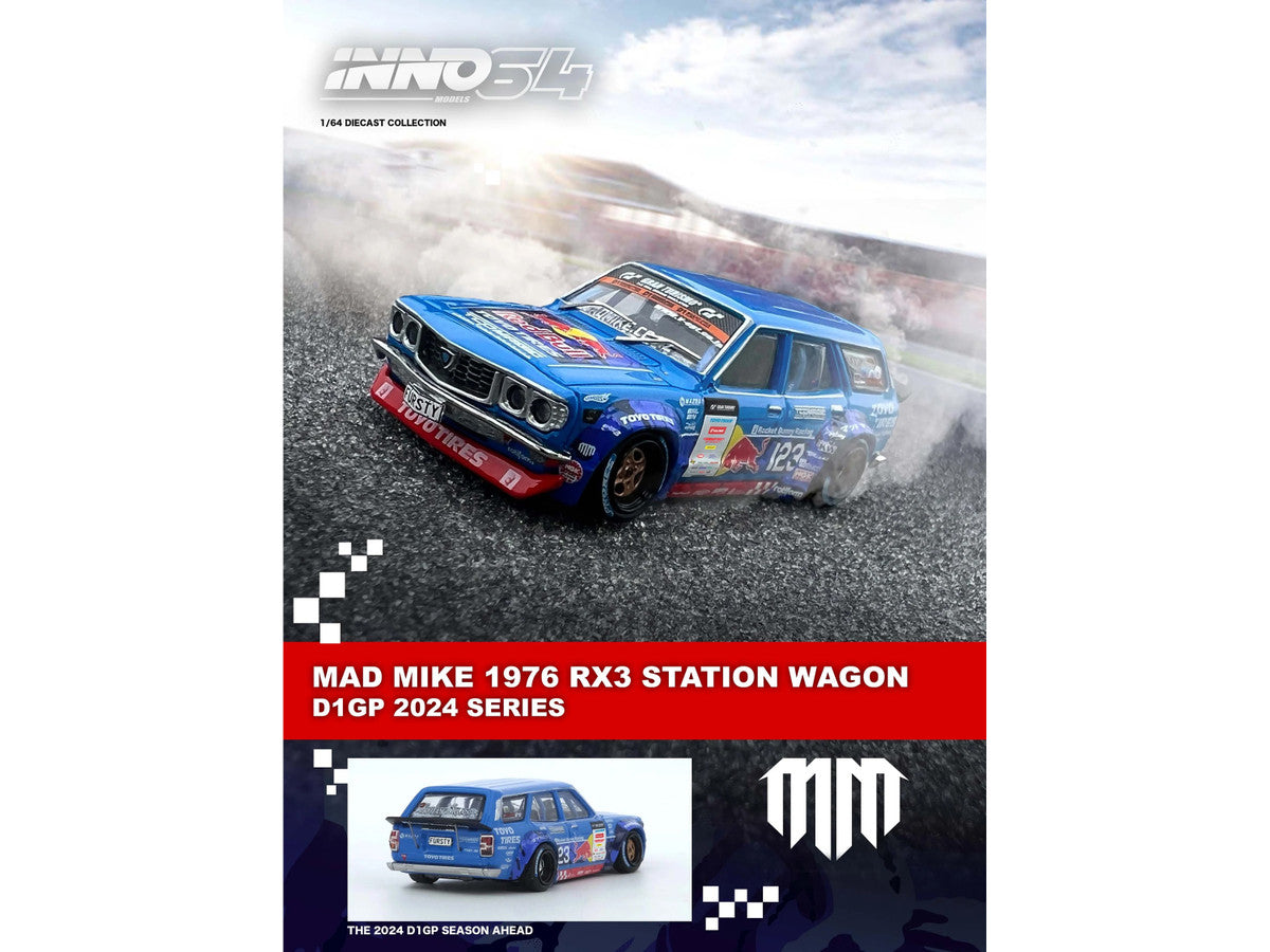 1976 Mazda RX3 Station Wagon RHD (Right Hand Drive) #12 "Mad" Mike Whiddett "D1 Grand Prix" (2024) 1/64 Diecast Model Car by Inno Models