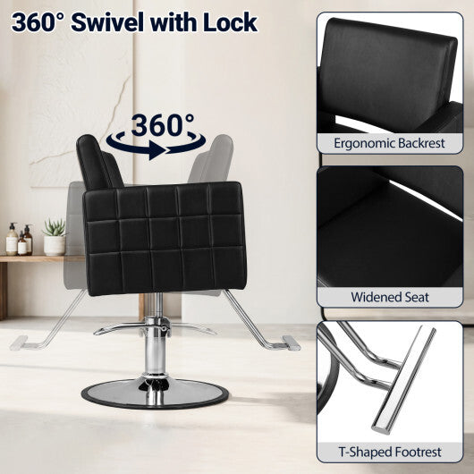 Barber Salon Chair Beauty Styling Chair with Hydraulic Pump and Adjustable Height 360?Swivel Spa Chair-Black