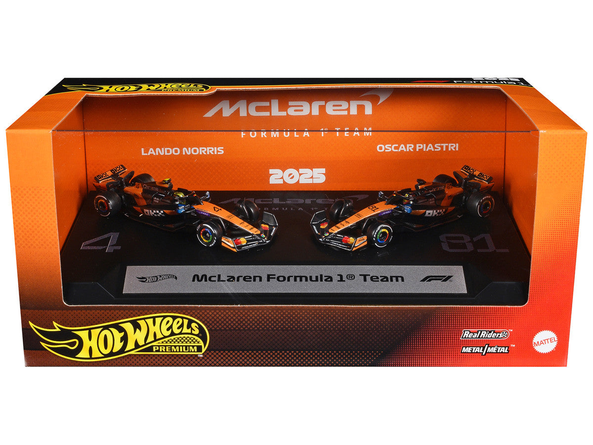 "McLaren Formula 1 Team" Formula One F1 World Championship (2025) 2 Piece Set Diecast Model Cars by Hot Wheels