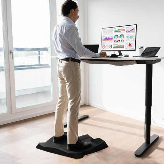 Portable Anti-Fatigue Standing Mat with Massage Points and Diverse Terrain-Black - Color: Black