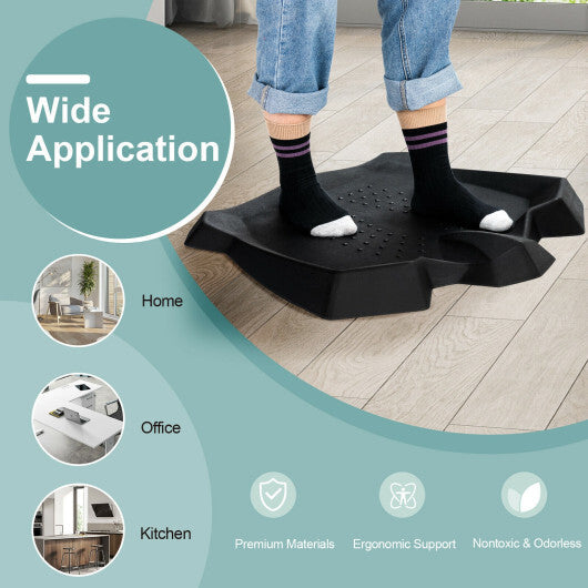 Portable Anti-Fatigue Standing Mat with Massage Points and Diverse Terrain-Black - Color: Black