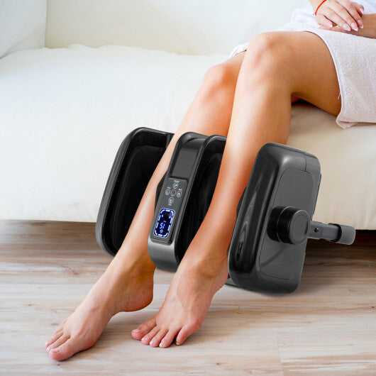 Foot and Calf Massager with Heat Shiatsu Deep Kneading Rolling Smart Electric Leg Massager-Black
