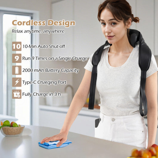 Neck Shoulder Massager with 2 Heat Levels for Pain Relief-Beige
