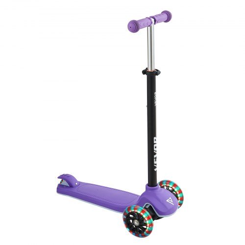 Kick Scooter for Kids Ages 3+, 3-Wheel Toddler Scooter with Light-Up Wheels, Adjustable Height Handlebar, Wide Anti-Slip Deck, Lightweight Aluminum Frame for Boys & Girls up to 165 lbs, Purple