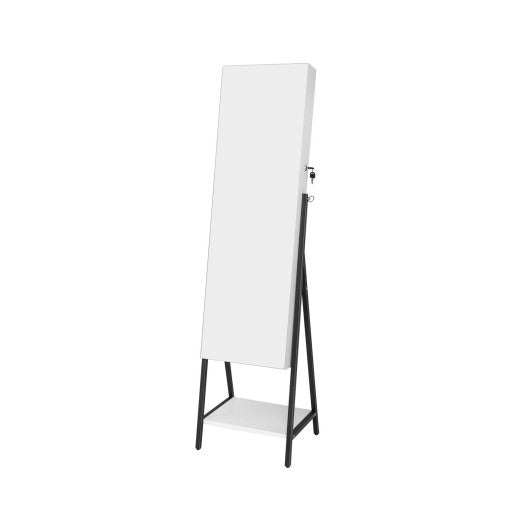 Freestanding Jewelry Cabinet with Full-Length Mirror-Rustic Brown