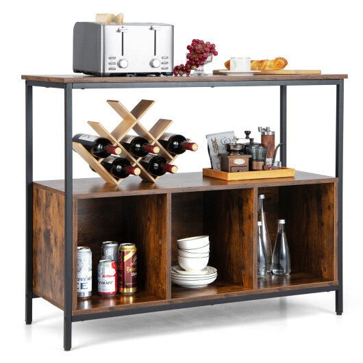 Modern Kitchen Buffet Sideboard with 3 Compartments-Rustic Brown - Color: Rustic Brown