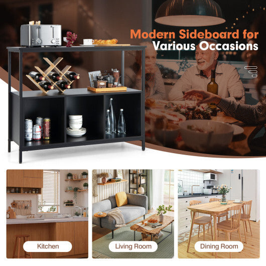 Modern Kitchen Buffet Sideboard with 3 Compartments-Rustic Brown