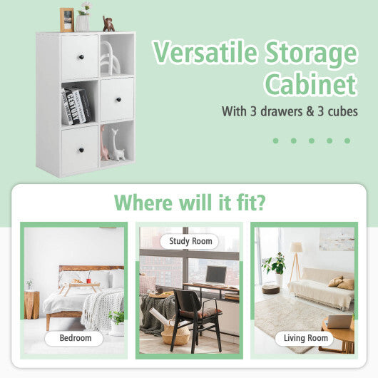3-Tier Bookcase with Anti-toppling Device for Living Room-White - Color: White