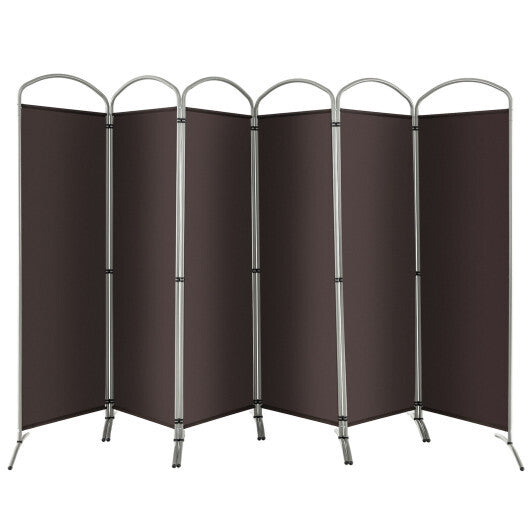6 Feet 6-Panels Freestanding Folding Privacy Screen-Black