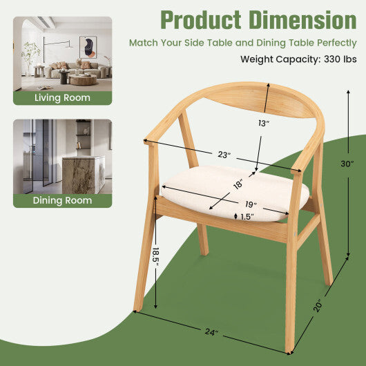 Bamboo Accent Chair with Armrest and Curved Backrest-Natural