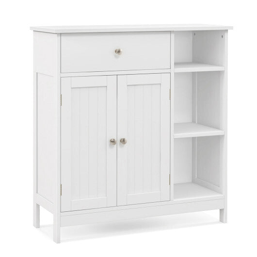 Bathroom Cabinet Floor Cabinet with Drawer and Open Compartments-White