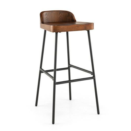 Set of 1/2 29 Inch Industrial Bar Stools with Low Back and Footrests-Set of 2