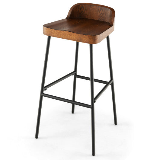 Set of 1/2 29 Inch Industrial Bar Stools with Low Back and Footrests-Set of 2