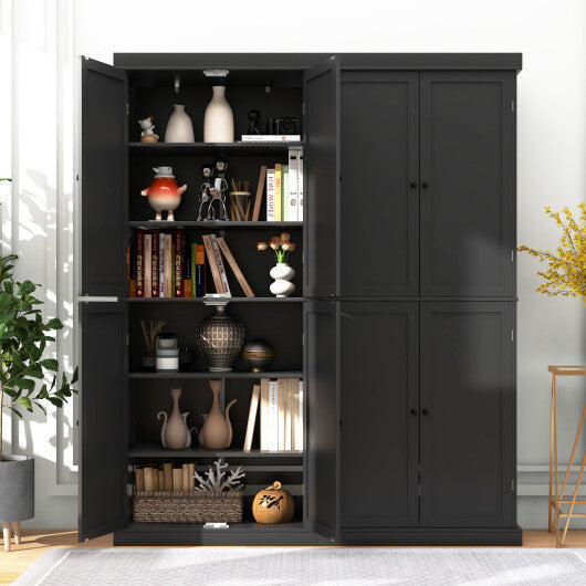72.5 Inches Tall Buffet Cabinet with 6-Tier Shelves and 4 Doors-Black
