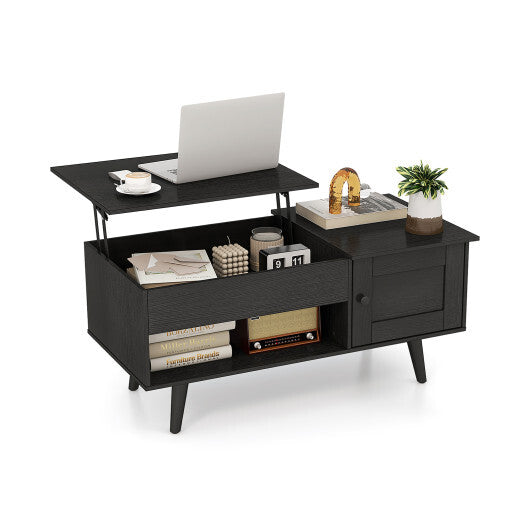 Lift Top Coffee Table with Storage and Hidden Compartment-Natural