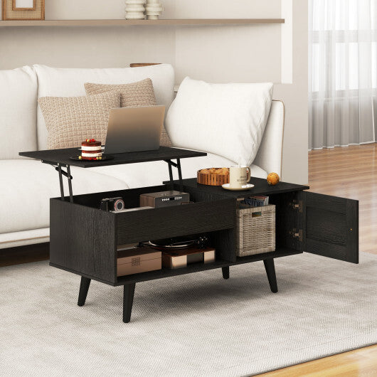 Lift Top Coffee Table with Storage and Hidden Compartment-Natural